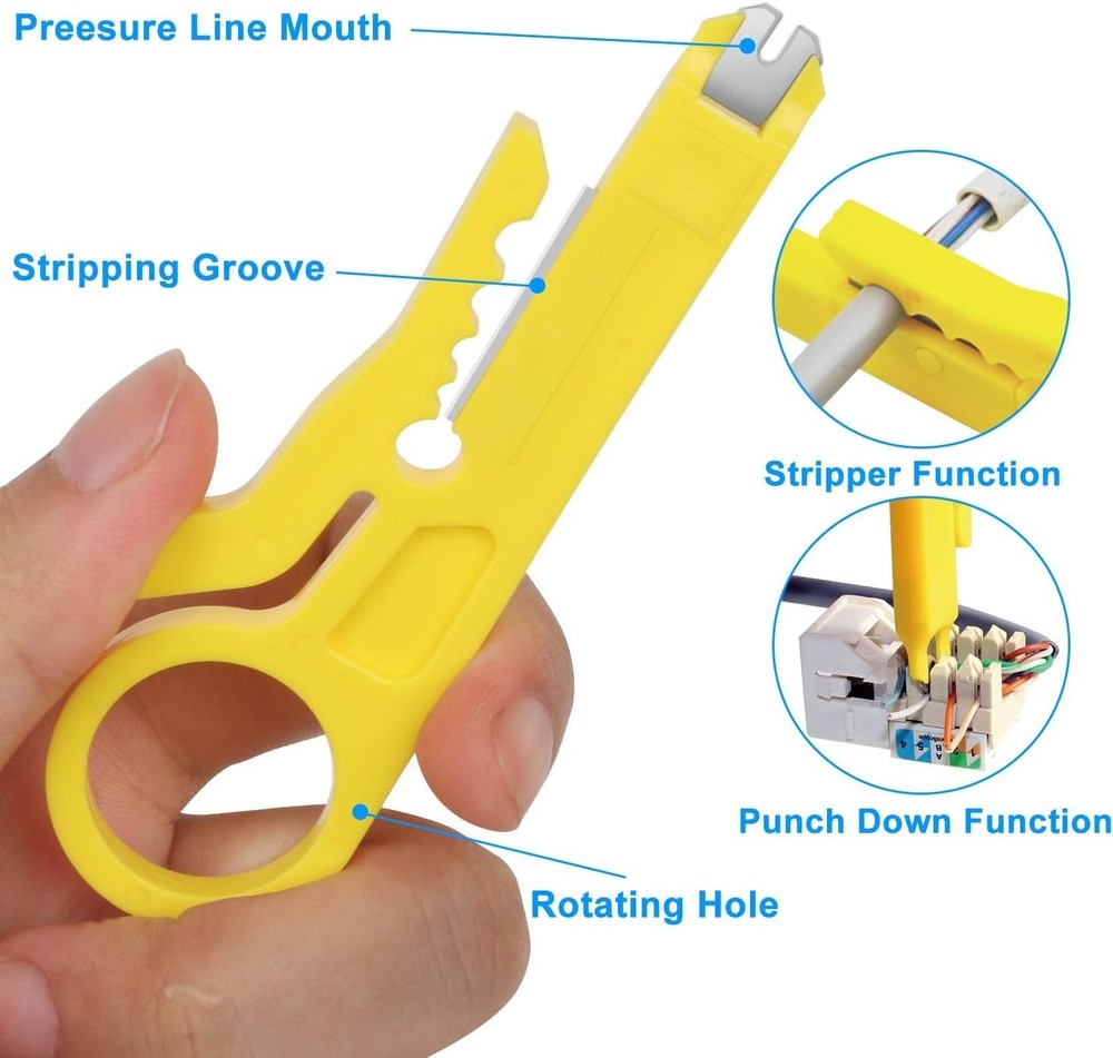 Professional RJ45 Crimp Tool Kit with Wire Stripper & Cable Tester Included