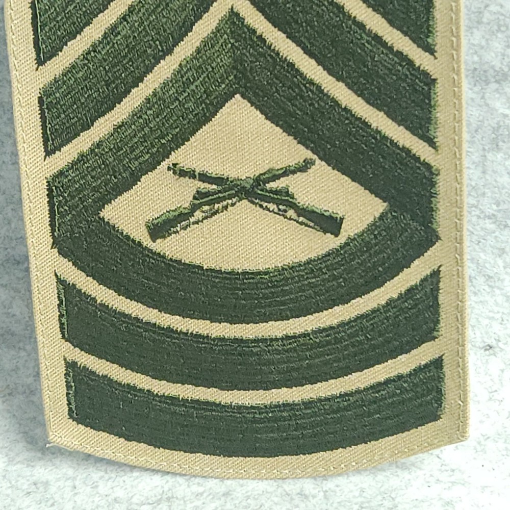 USMC Master Sergeant E-8 Rank Patch Pair 1990s Vanguard New Khaki NOS