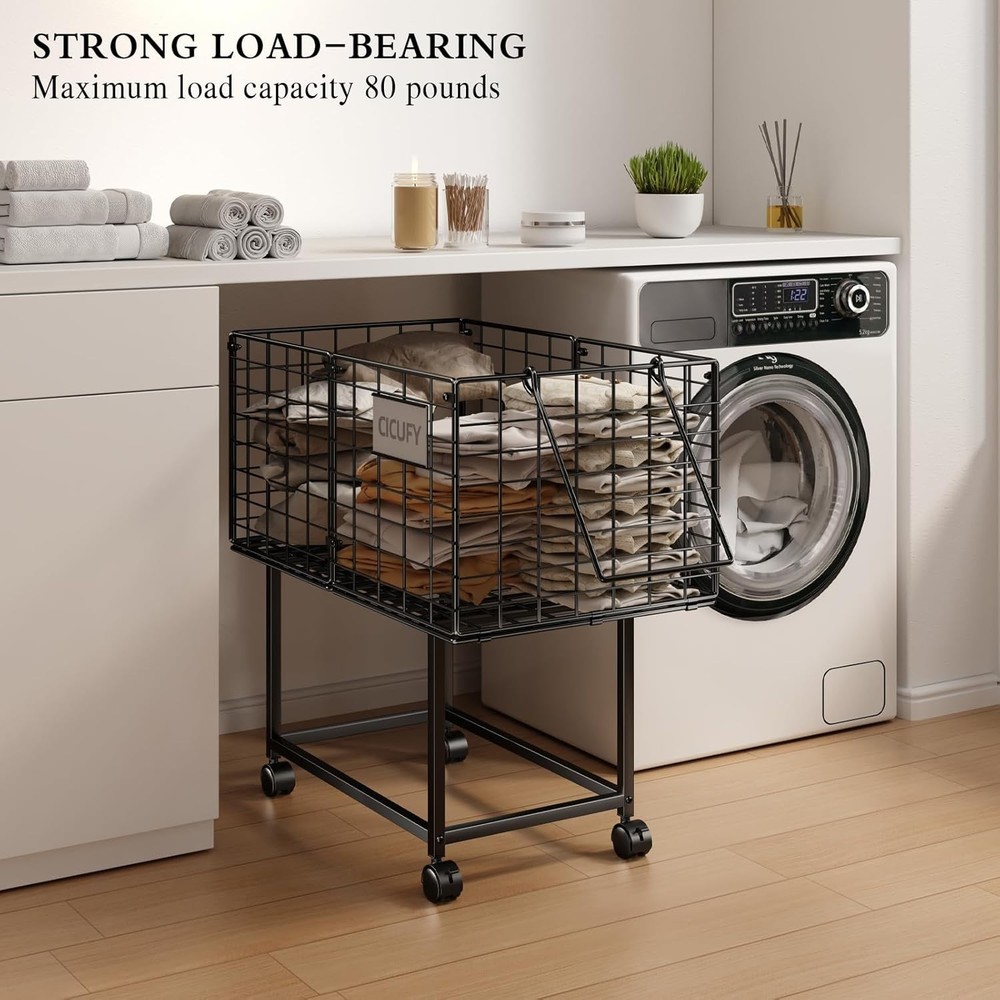 Multi-Functional 80L Wheeled Laundry Hamper with Breathable Design and Handle