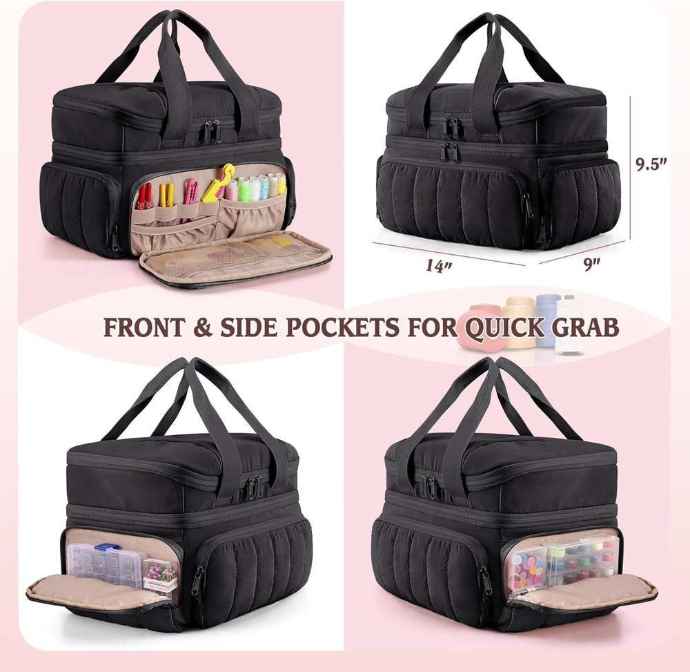 Capacity with Multiple Pockets and Detachable Dividers, Storage Box for Threads,