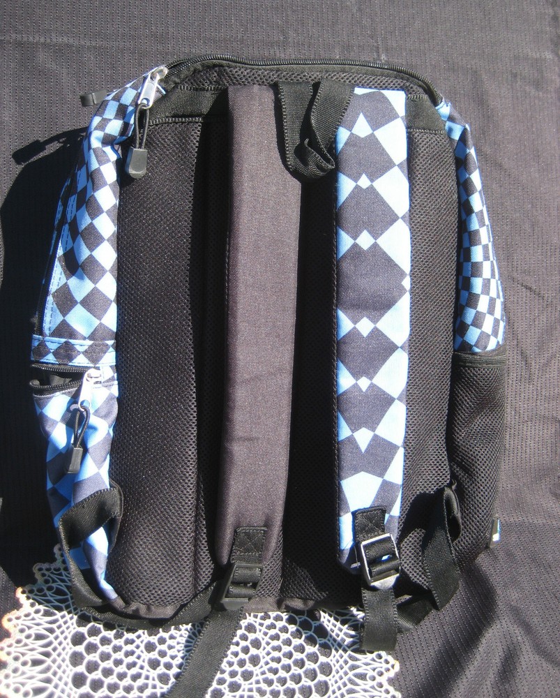 STARPOINT Psychedelic Black & Blue Checkered School BACKPACK Knapsack Book Bag