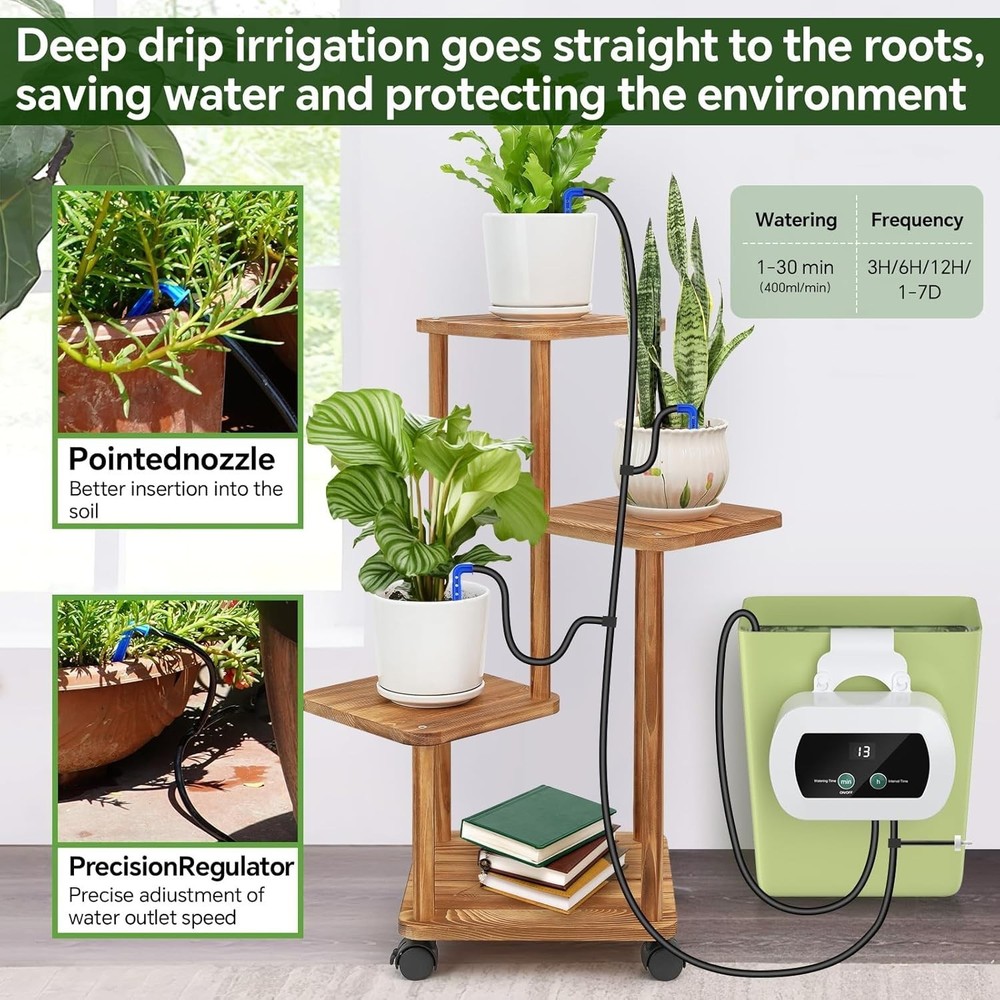 Indoor USB Drip Irrigation System Kit - Type-C Powered,10 Drip Tips Watering
