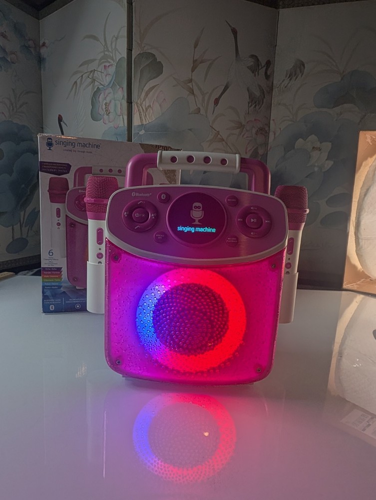 Singing Machine SML294P Bluetooth Karaoke System - 2 Wireless Mics - LED Lights