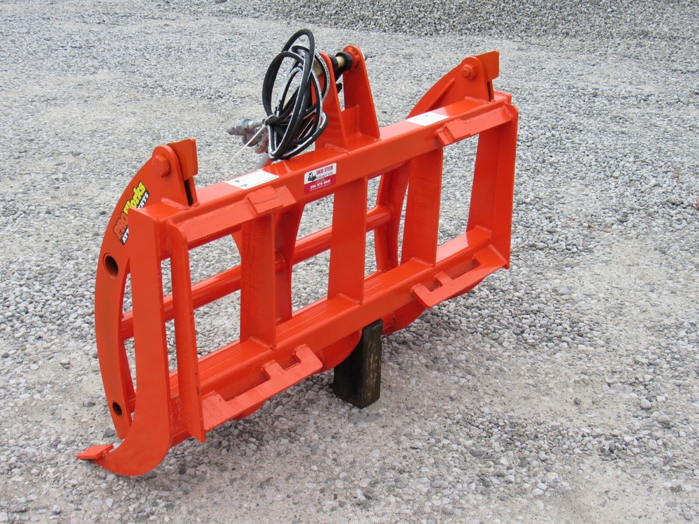 48" Root Rake Clam Grapple and 42" Long Pallet Forks Attachment ComboQuickAttach