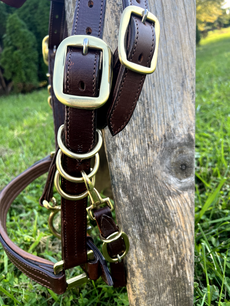 Leaders Heavy Duty True Draft Size Halter Bridle with Solid Brass Hardware