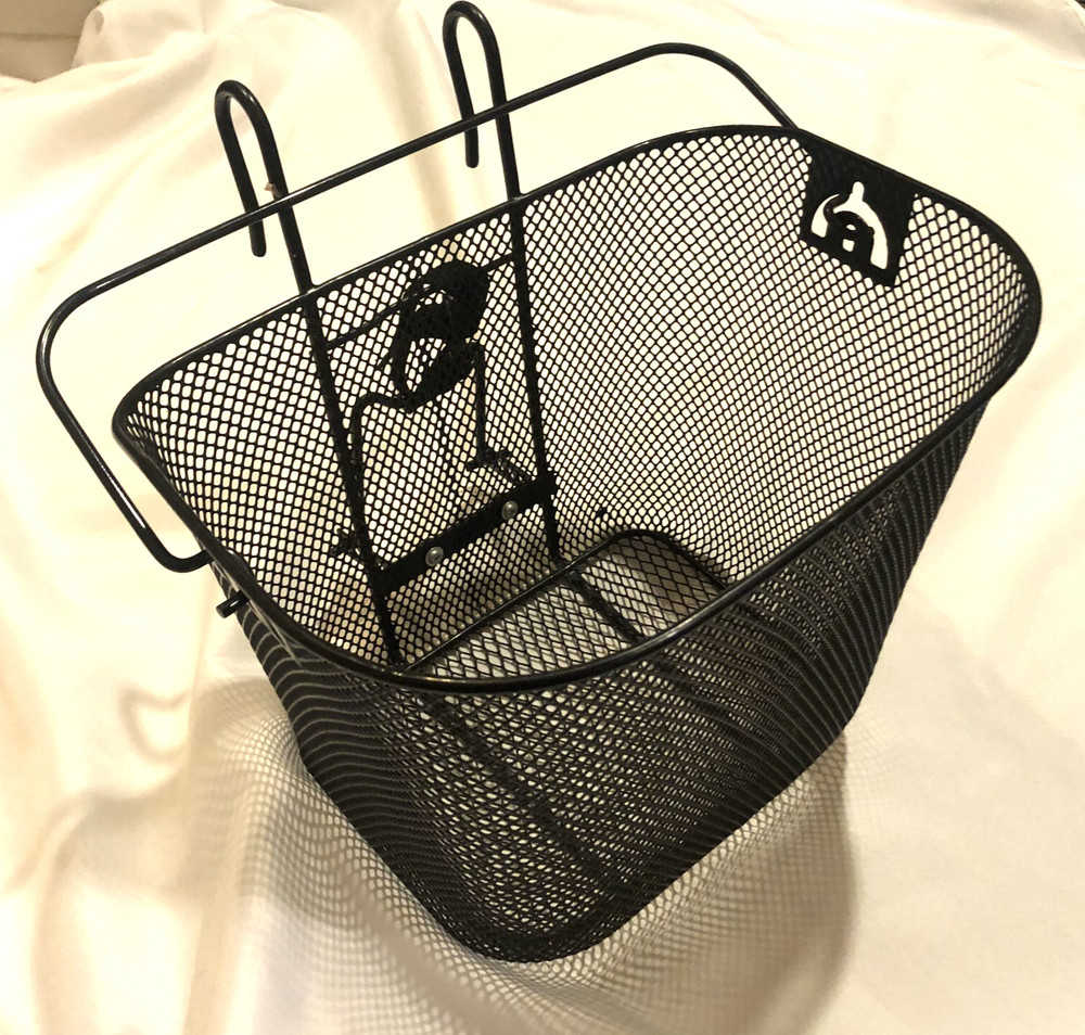 Bicycle Basket Handlebar Wire Mesh  Black with Handle Quick Release