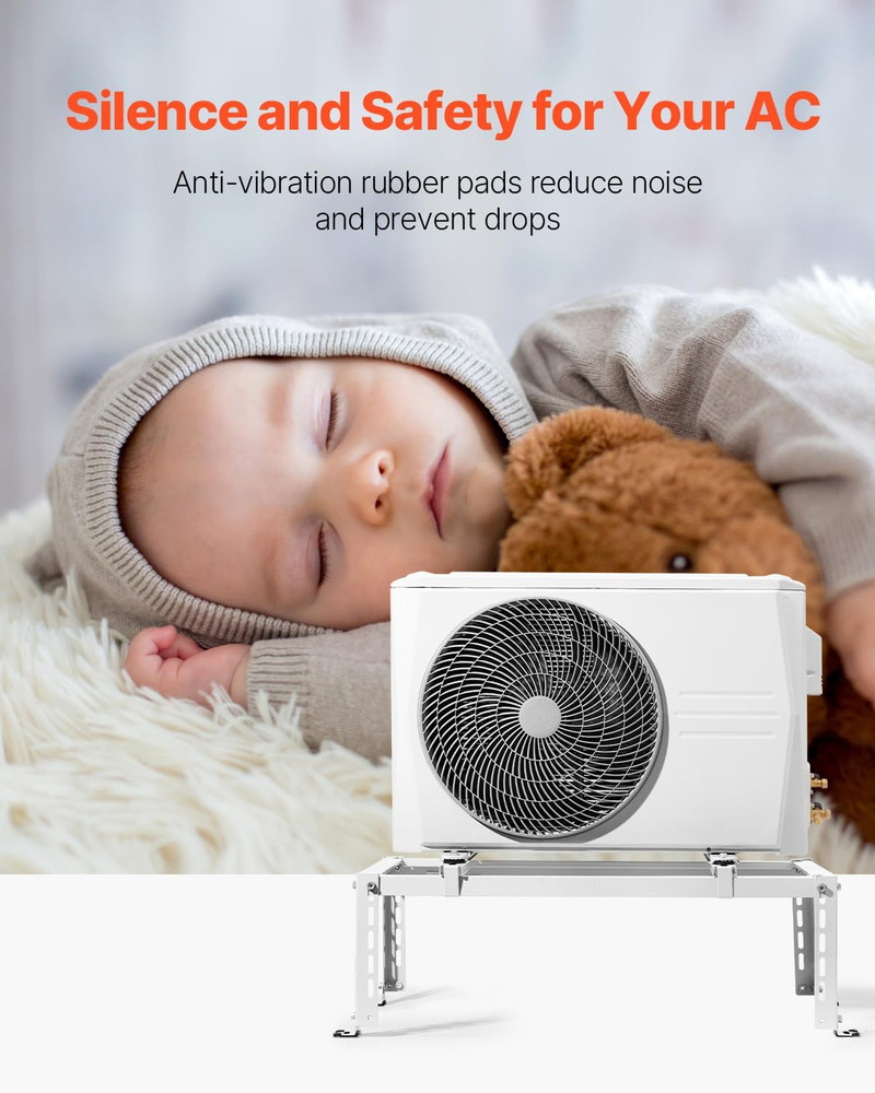 Mini Split Ground Stand, Adjustable Anti-Vibration Mini Split Stand for 9000-240