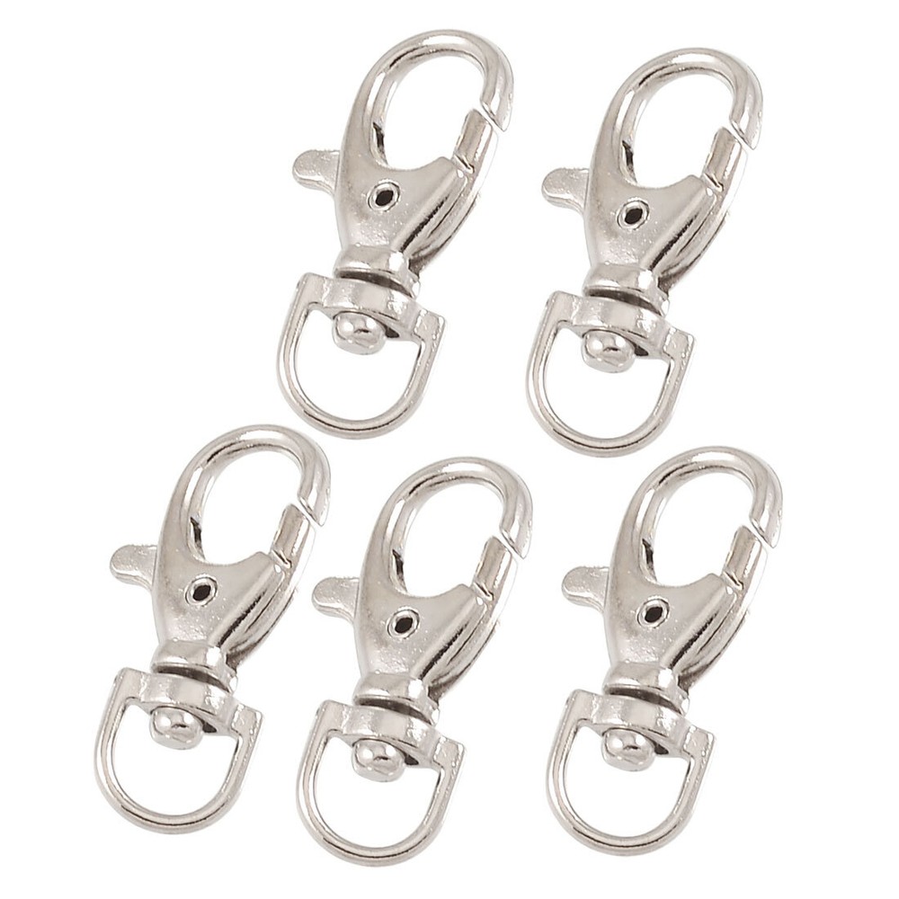5 Pcs Silver Tone Metal Lobster Clasp Key Ring Holders