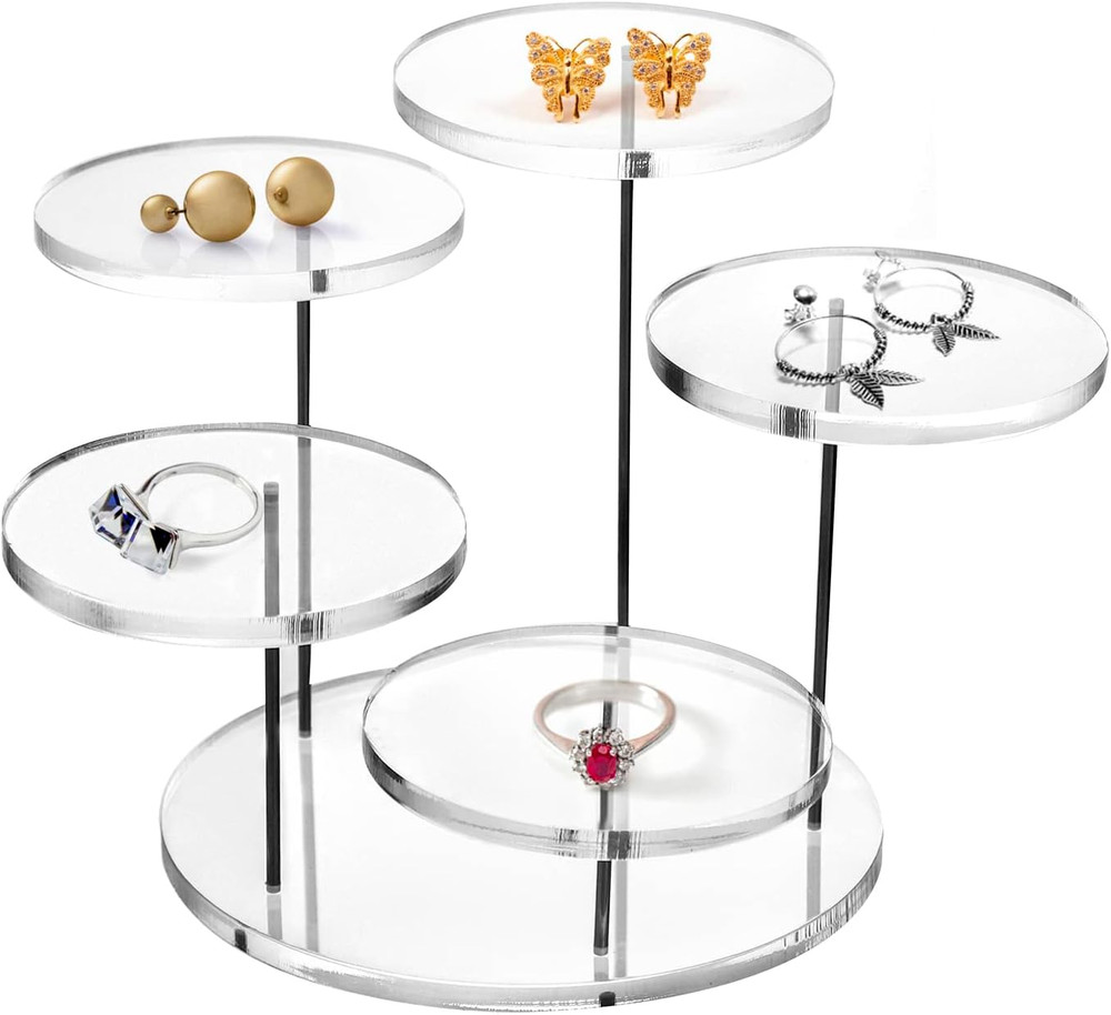 Round Acrylic Products Display Riser Stands 5 Tier Displaying Risers Display New