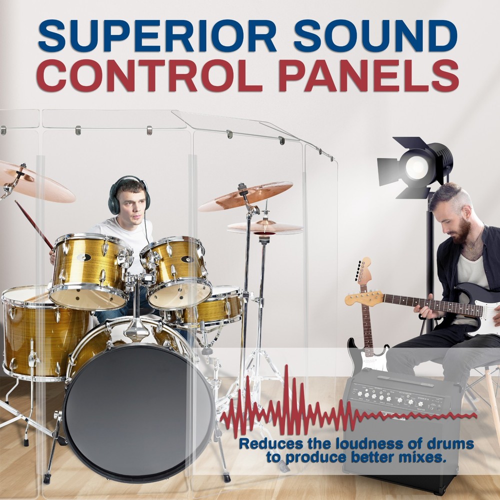 Drum Shields Drum Screens Drum Shield w/ deflectors DS6D with Flexible Hinges
