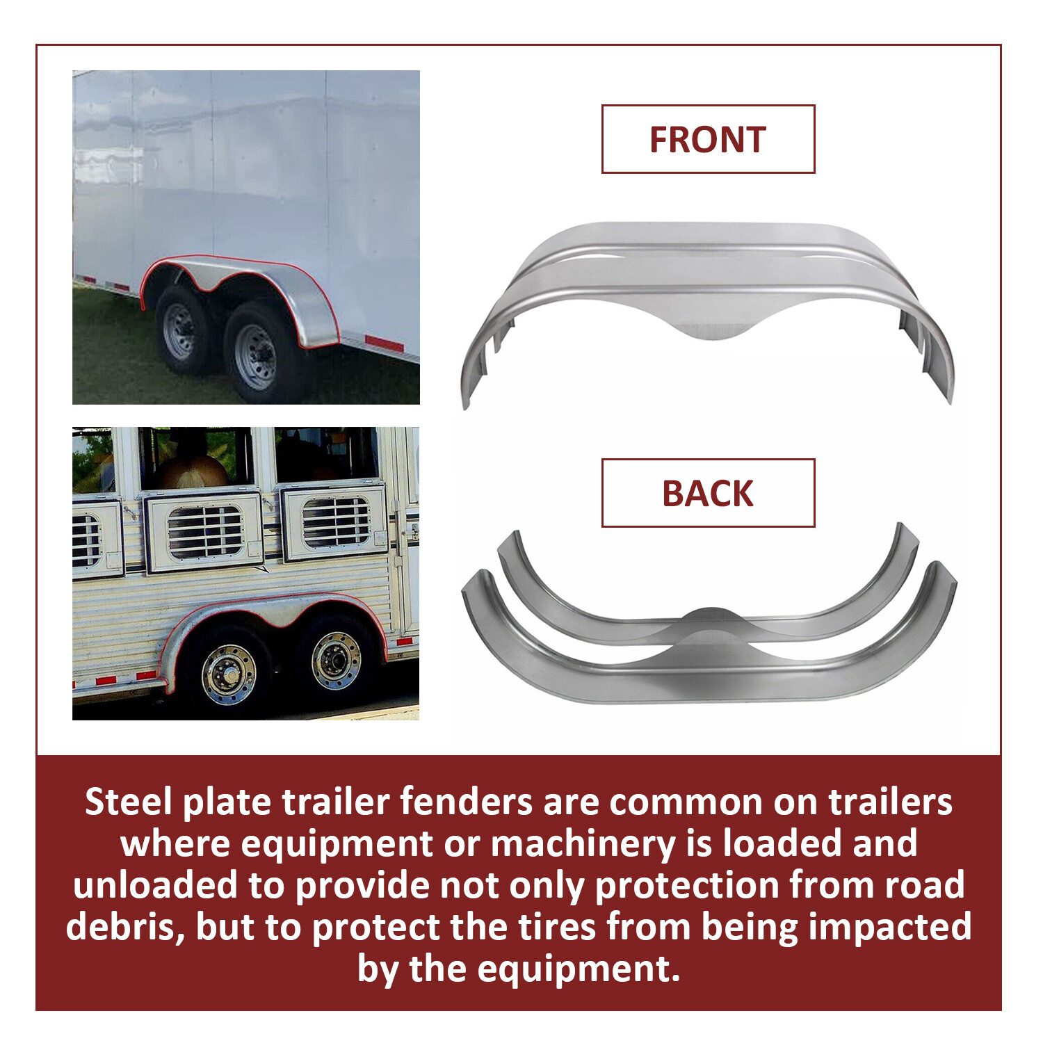 2PC Tandem Trailer Fender Double Axle For 13"-15" Teardrop Enclosed Trailers