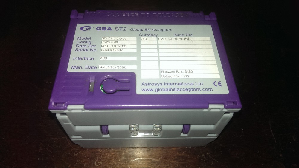 FULLY REFURBED GBA ST2 GLOBAL ASTRO STYSTEMS BILL VALIDATOR FOR COMBO VENDING