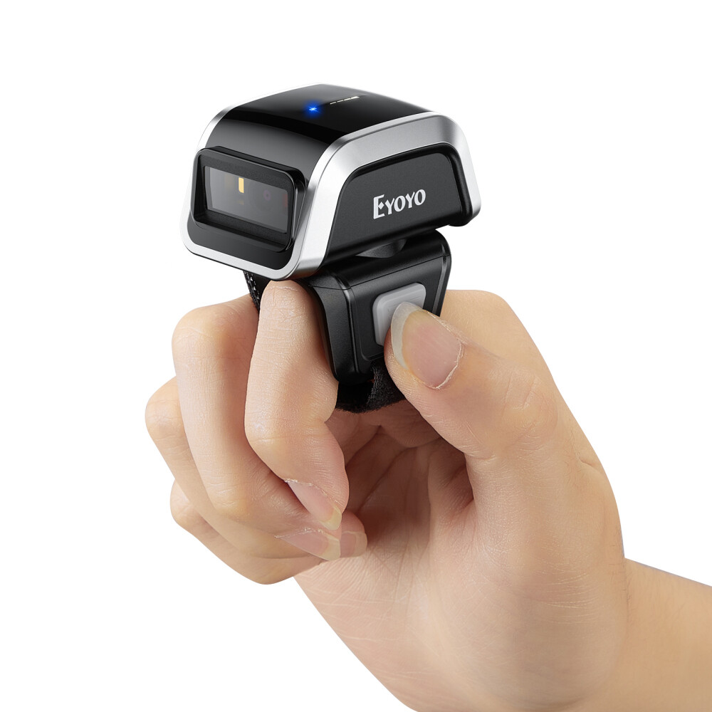 Eyoyo 2D Wireless Wearable Ring Barcode Scanner Mini Finger Scanner for iPad PC