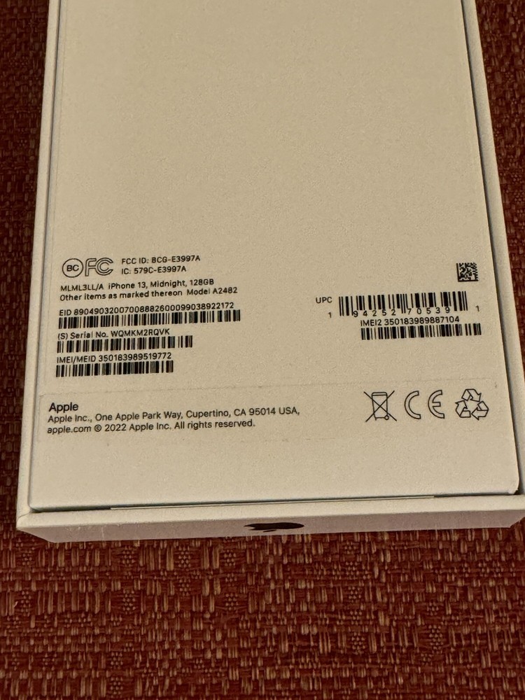 iPhone 13 Midnight 128 GB EMPTY BOX ONLY