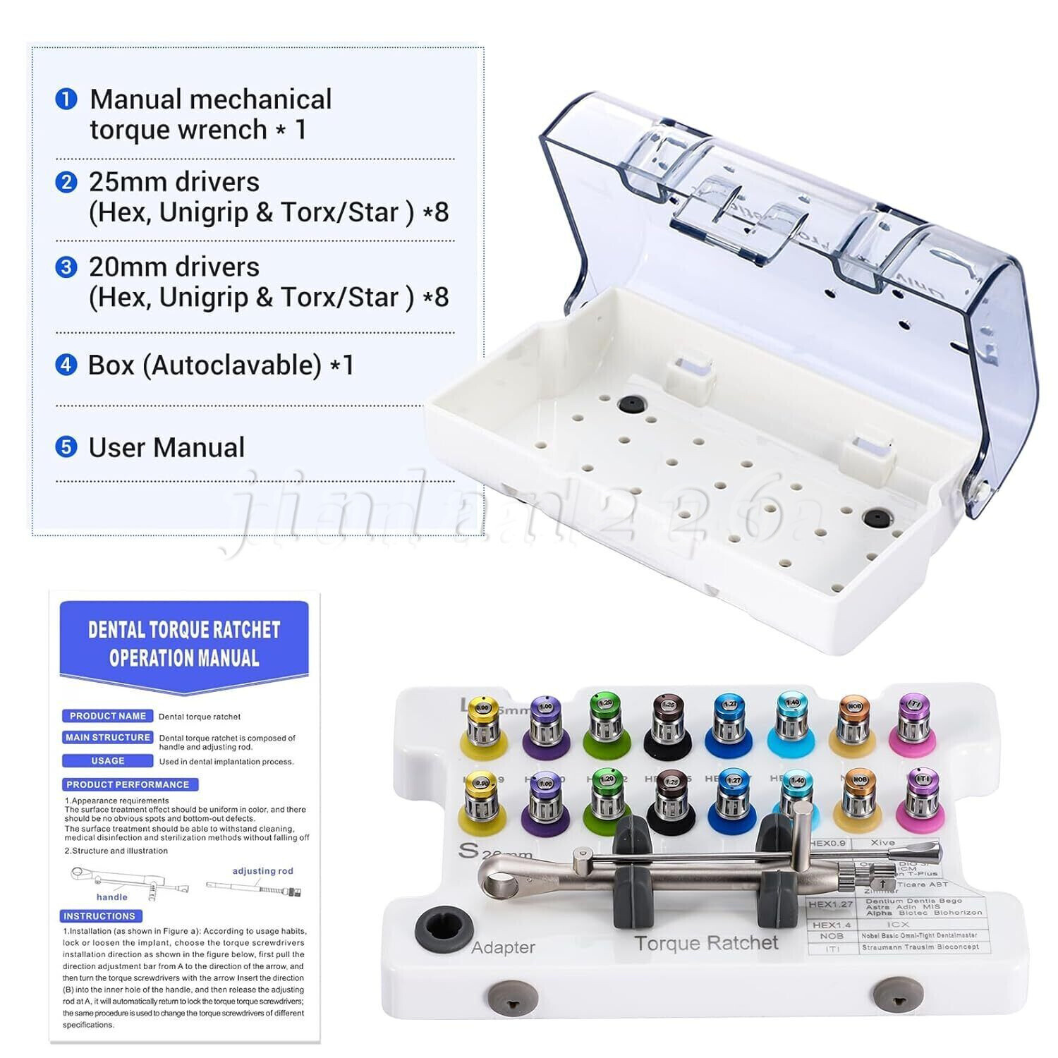 Universal Implant Prosthetic Kit Screwdriver Hex Driver Torque Wrench