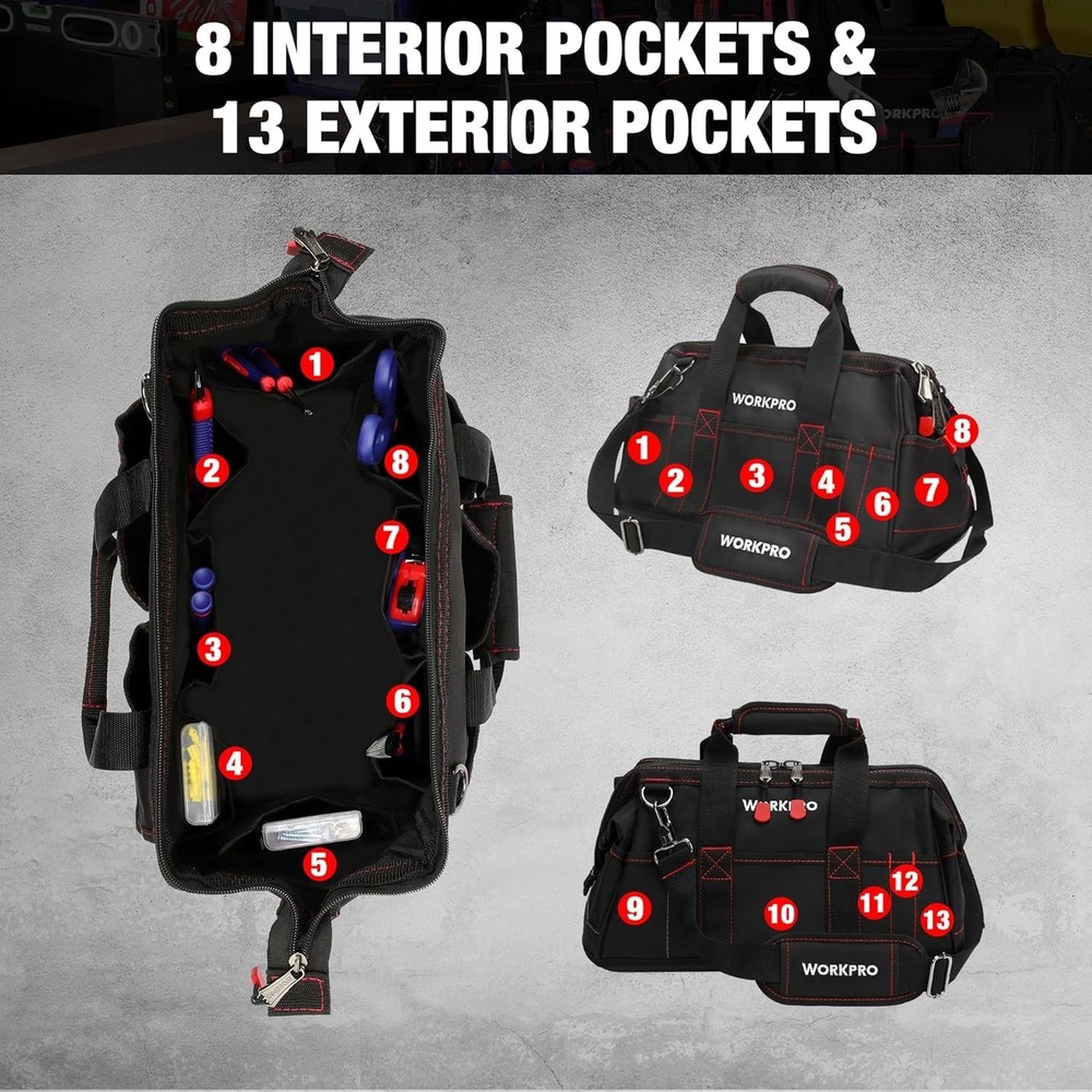 Professional 16" Tool Carrier with Adjustable Strap