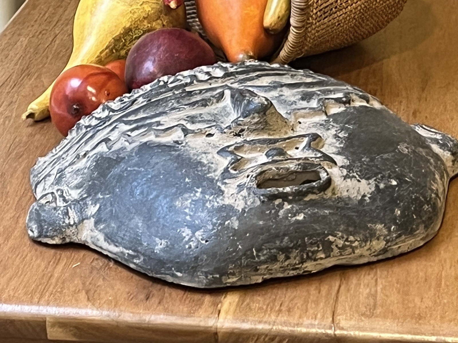 Folk Art Handmade Ceramic Mask Wall Plaque Earthy Rough Artisanal 10.5”x7.75”