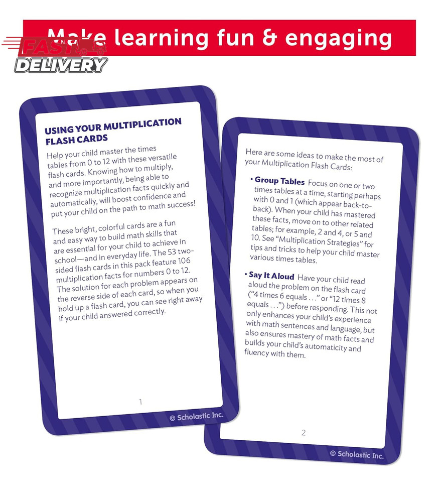 Scholastic Flash Cards: Multiplication 0 - 12