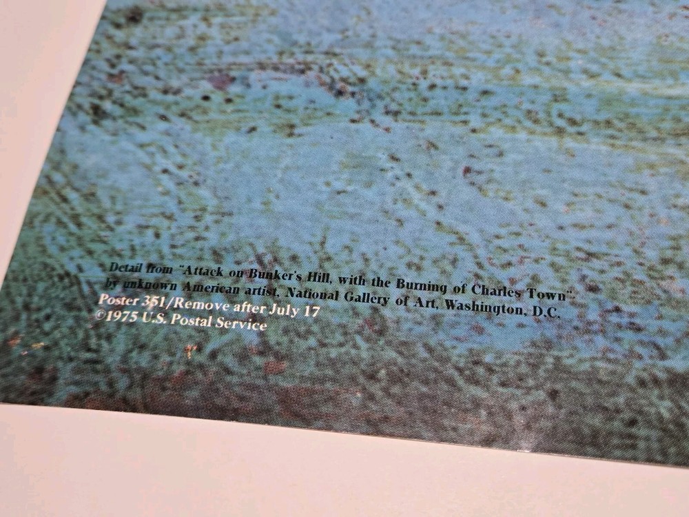 Vtg USPS Post Office The Battle of Bunker Hill Bicentennial Stamp Poster 1975