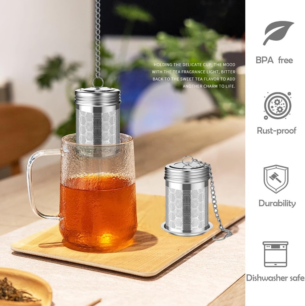 2 Pack Tea Infuser for Loose Tea Extra Fine Mesh Tea Strainers with Drip Trays