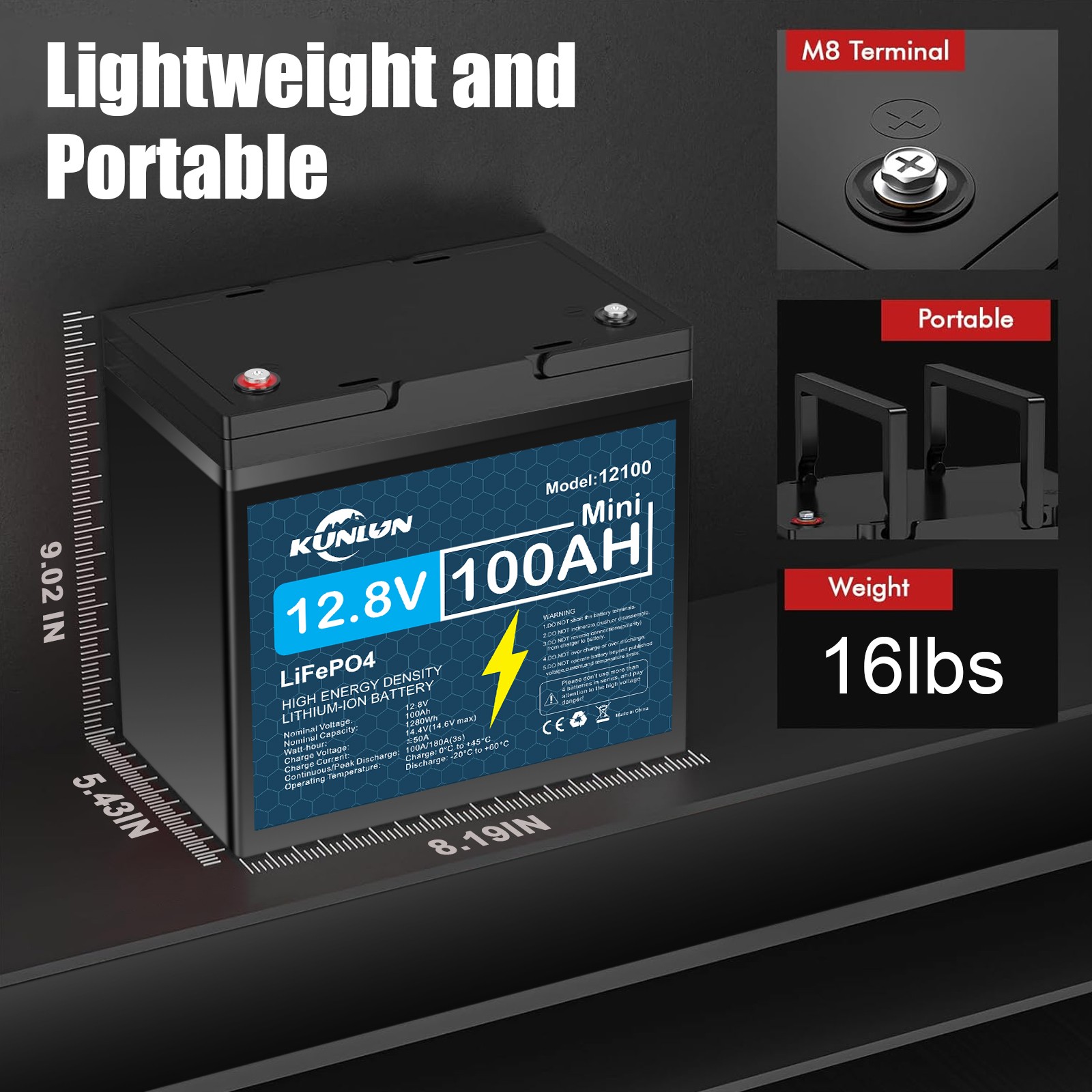 12V 100Ah LiFePO4 Lithium Battery Only/Charger Only/Combo for Trolling Motor Lot