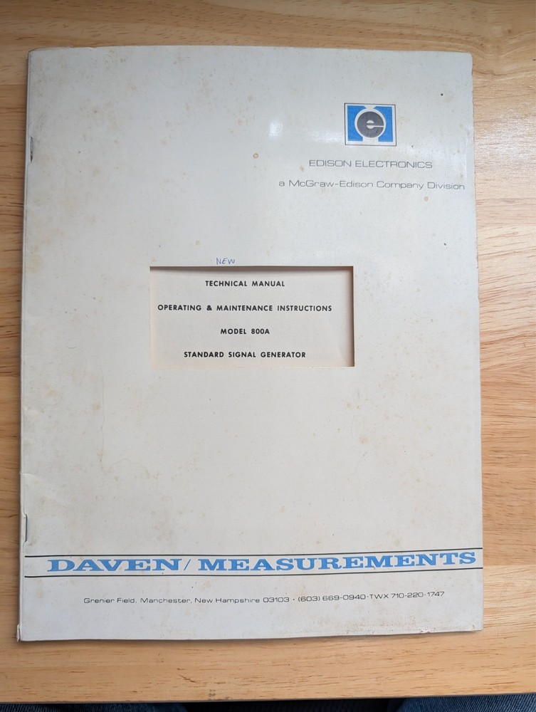 Edison Electronics 800A RF Signal Generator