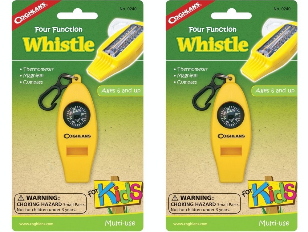 Coghlan's Four Function Whistle for Kids - Yellow (2-Pack)