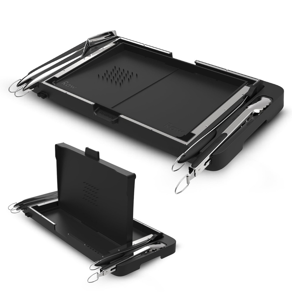 Grillbot FlipTray Dual-Sided Grilling Prep and Serving Tray - Black