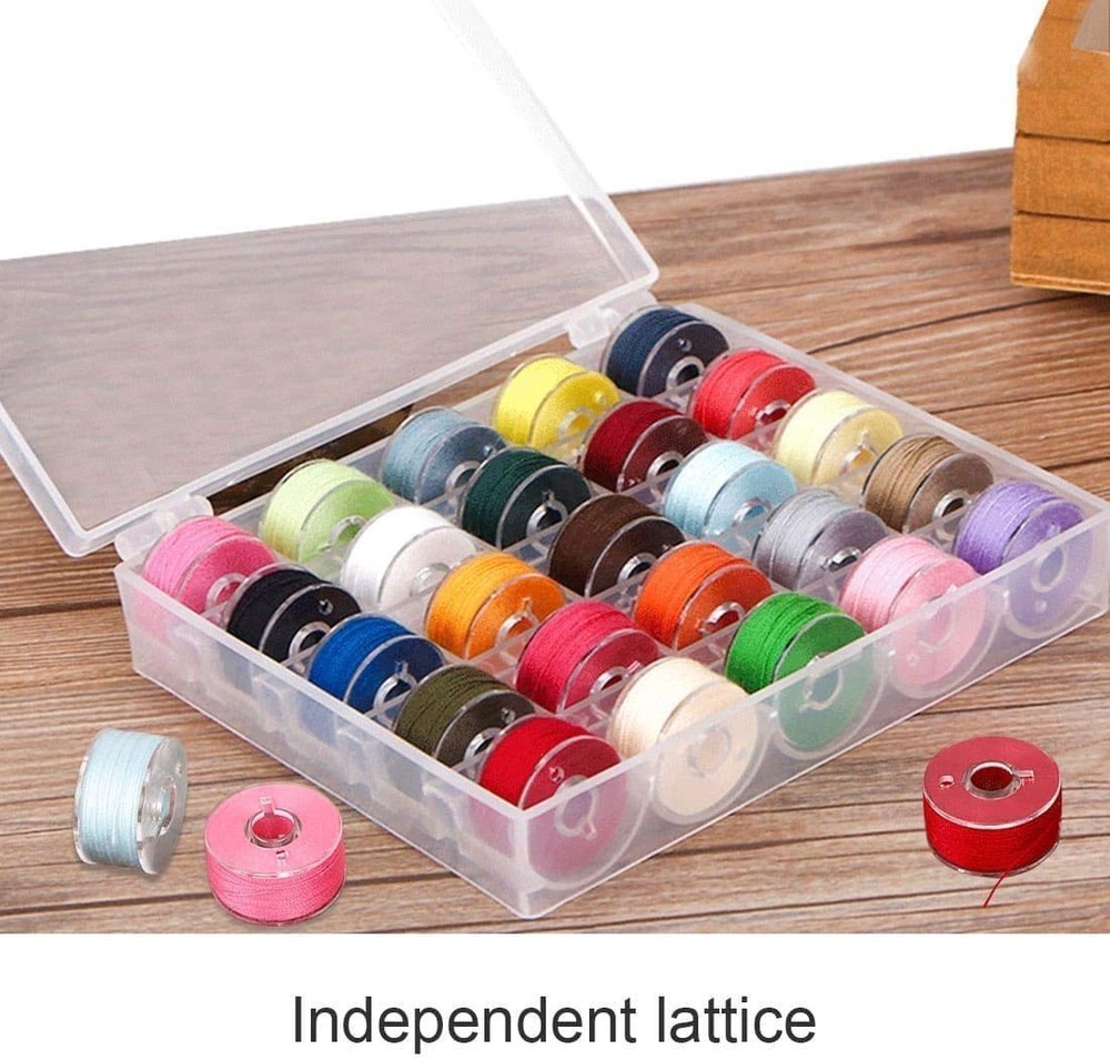 Bobbin Box Machine Organizer Plastic Case Transparent 25 Slots Empty Spools