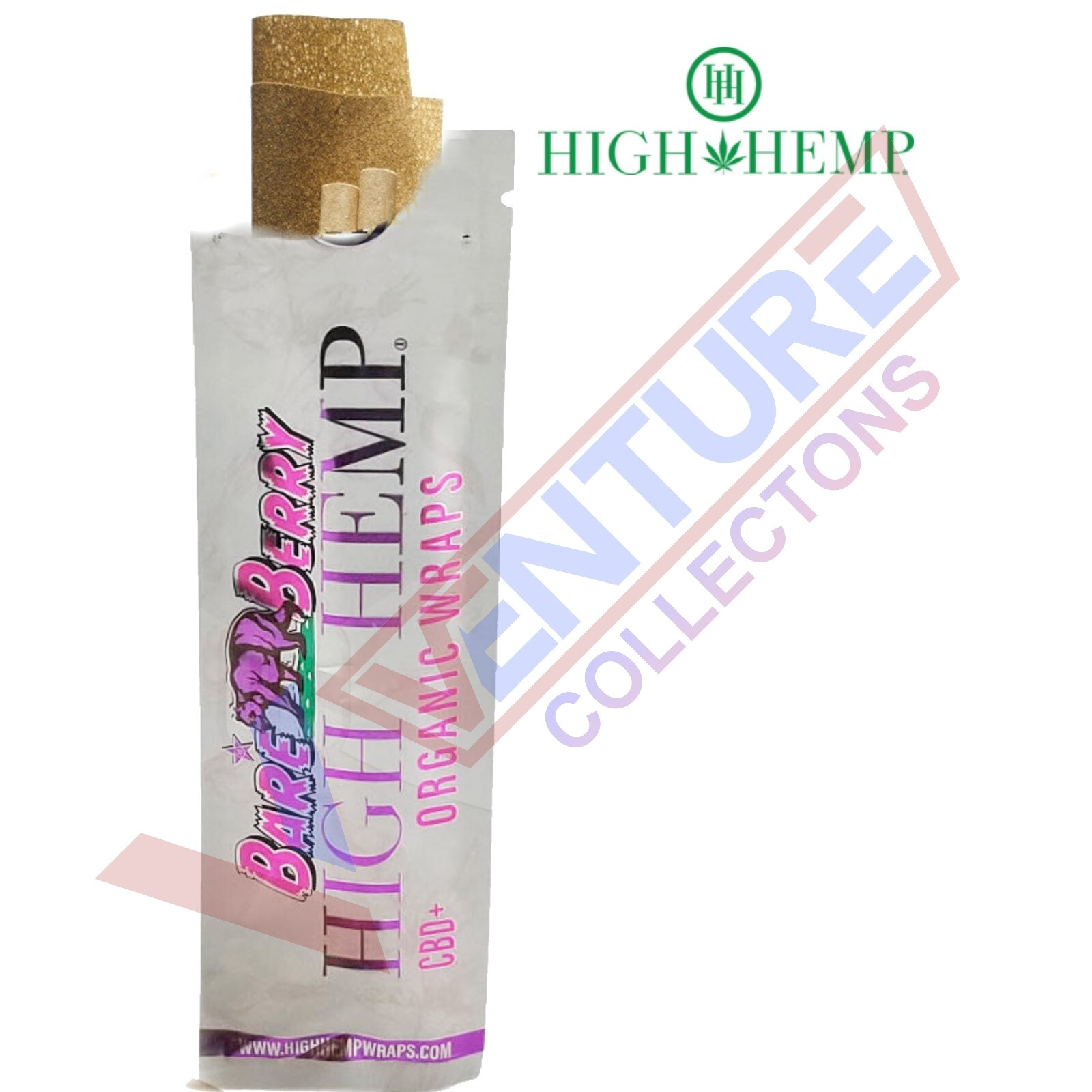 High H. 50 Organic Wrap Rolling Paper Vegan BARE BERRY Full Box 25 Pouch of 2CT