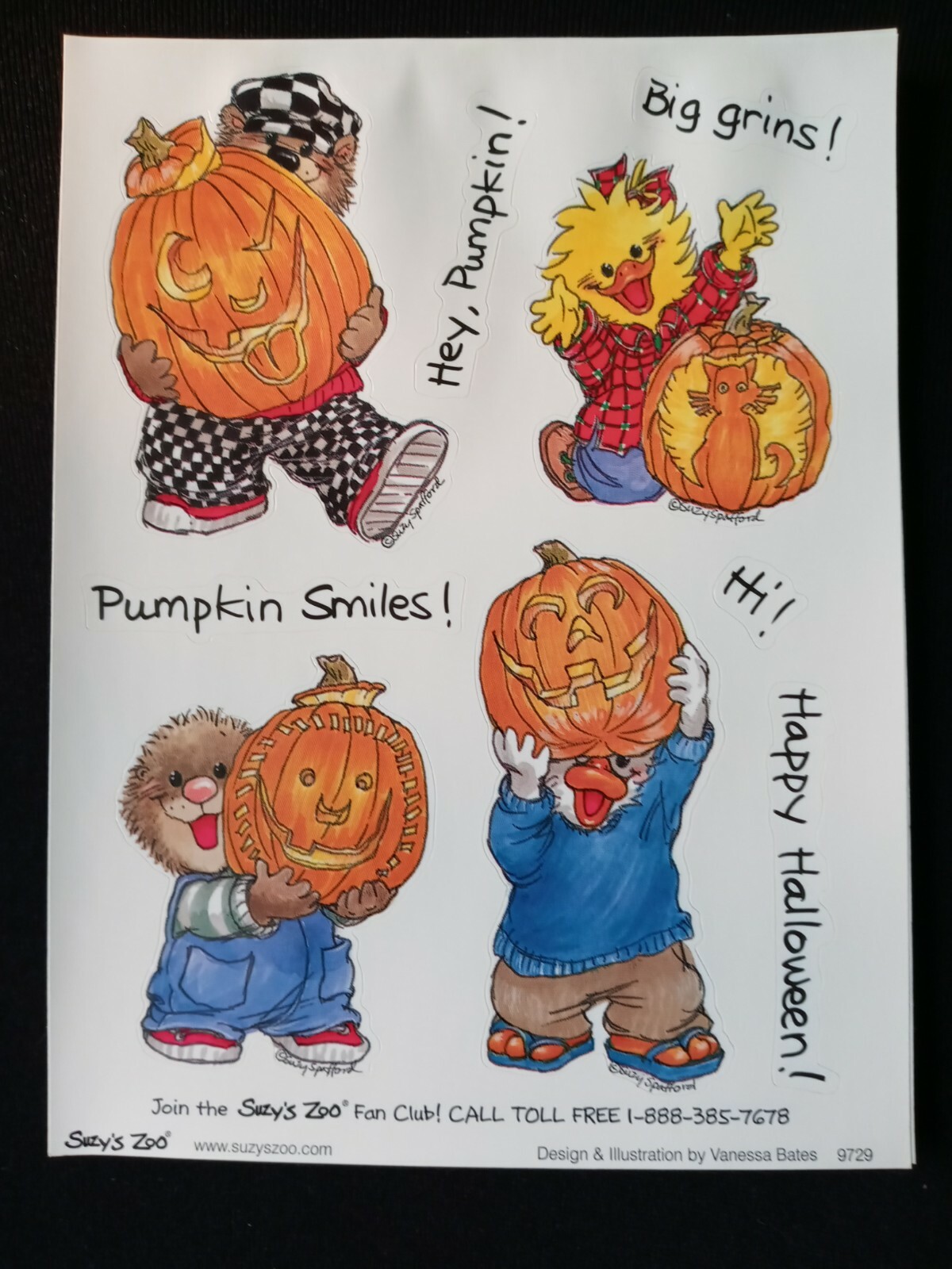 SUZY'S ZOO" PUMPKIN SMILES" STICKER SHEET #9729