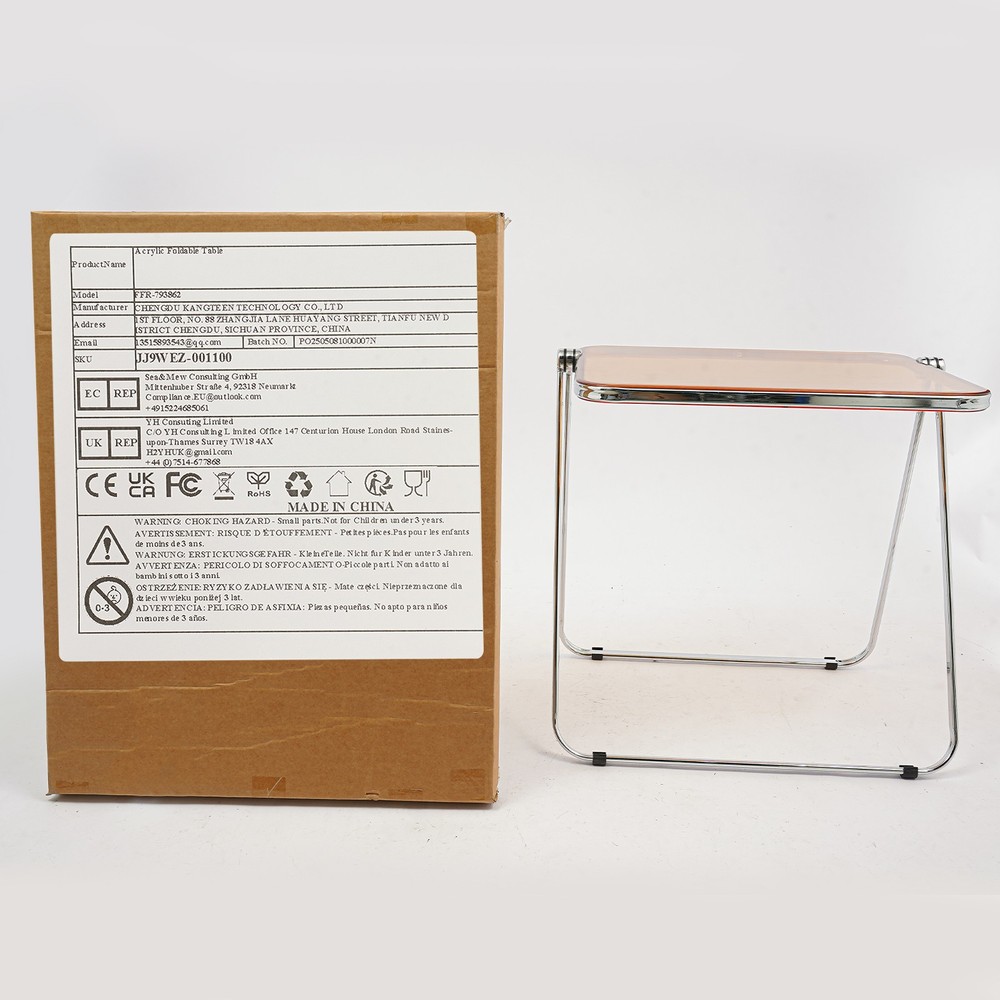 Clear Foldable Side Table Tiny Desk For Home Office Small Indoor Computer Desk