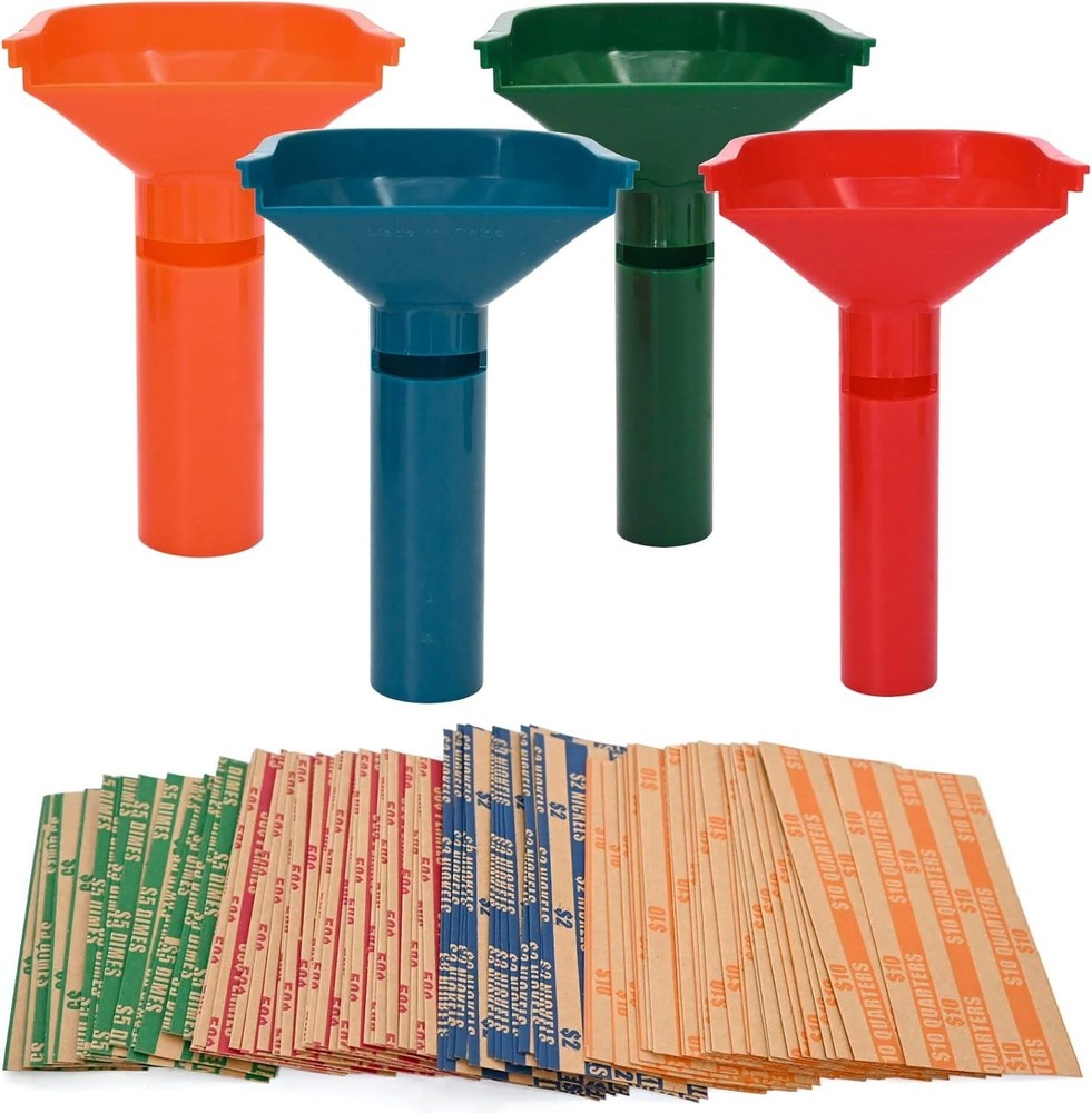 Durable ABS Coin Sorters & Color-Coded Wrapper Set for Efficient Coin Management