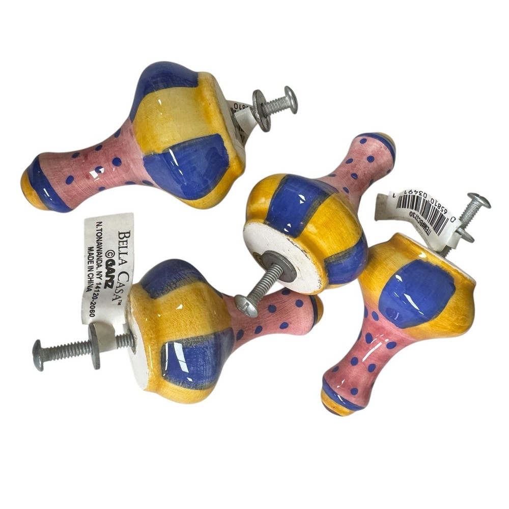 Ganz Bella Casa 4 Drawer Pulls Ceramic Colorful Knobs Whimsical Hand-Painted #8