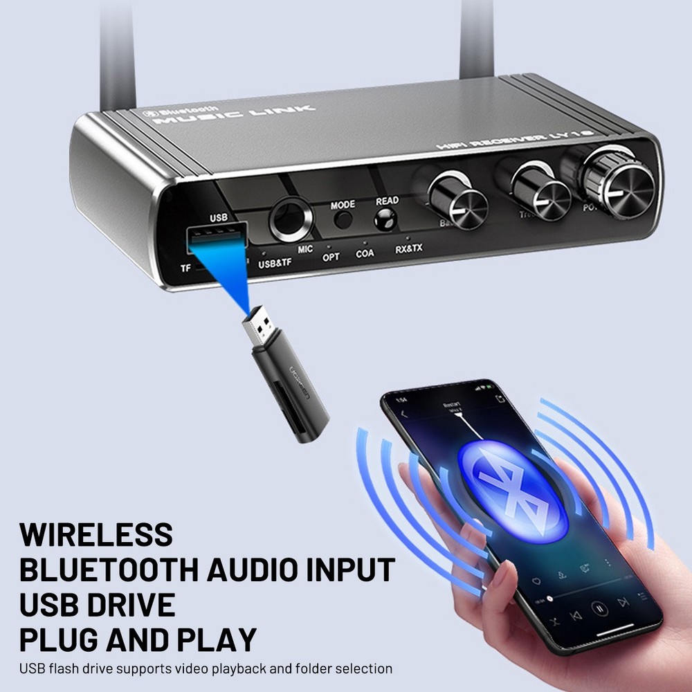 Bluetooth 5.4 Audio Receiver for Home Stereo, Wireless Adapter with Optical/USB