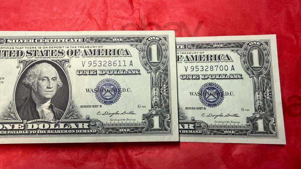 $1 Silver Certificate 1957 One Uncirculated Gradable Sequential Note Perfect UNC