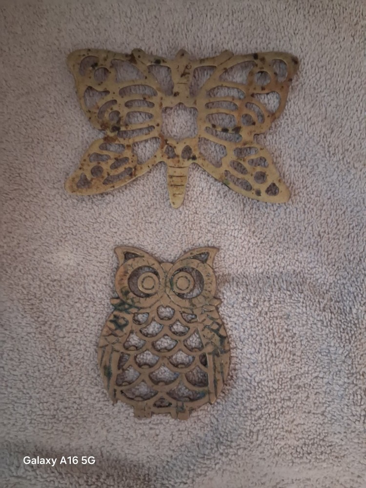 Vintage Solid Brass Trivets (Set of 5)