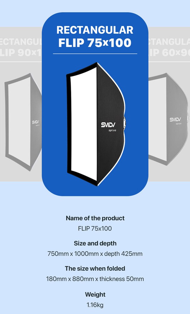 SMDV FLIP NEMO 75x100 Quick Soft Detachable Rectangular Diffuser Speed-Box+Pouch