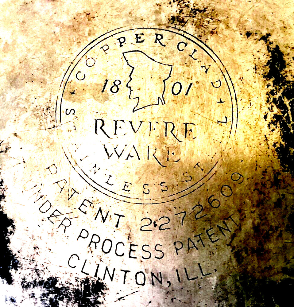 REVERE WARE COPPER BOTTOM 2 QUART PAN, BEFORE 1968 LOGO