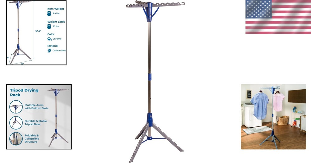 64-Inch Collapsible Steel Drying Rack - Space-Saving & Durable Laundry Solution