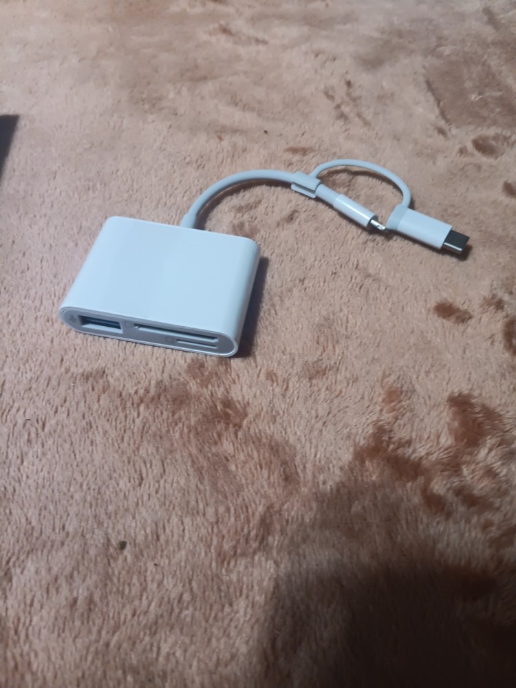 SD Card Reader for iPhone iPad, &USB-C Dual Connector, Support SD/MicroSD Cards