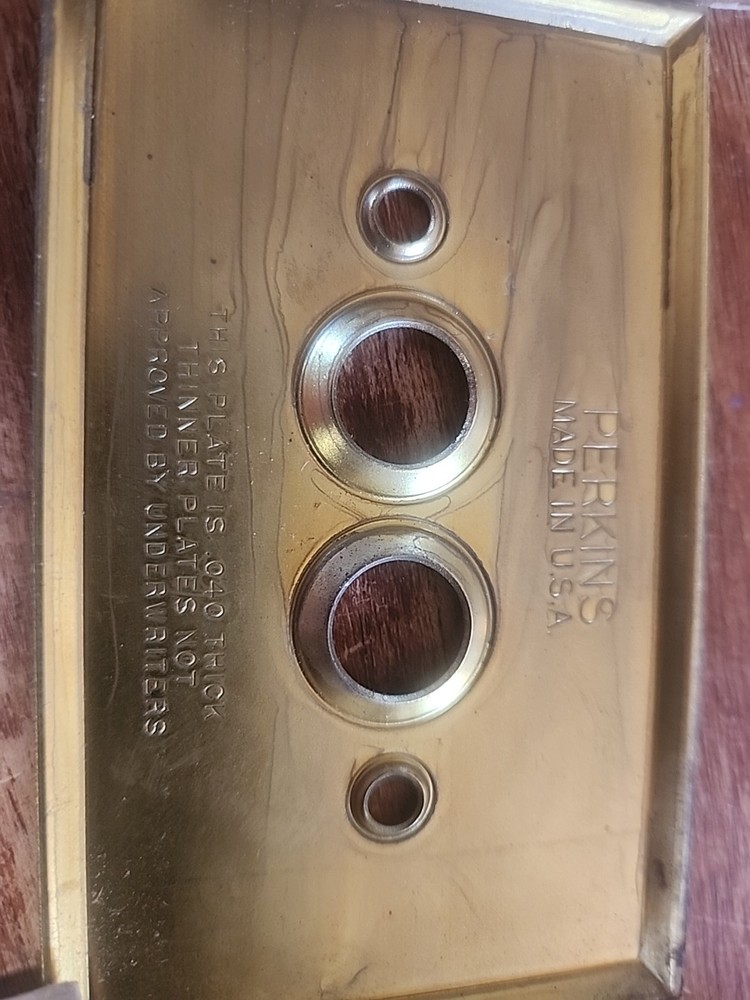 2 Vintage Perma Flush Plate Brass push button wall switch plate