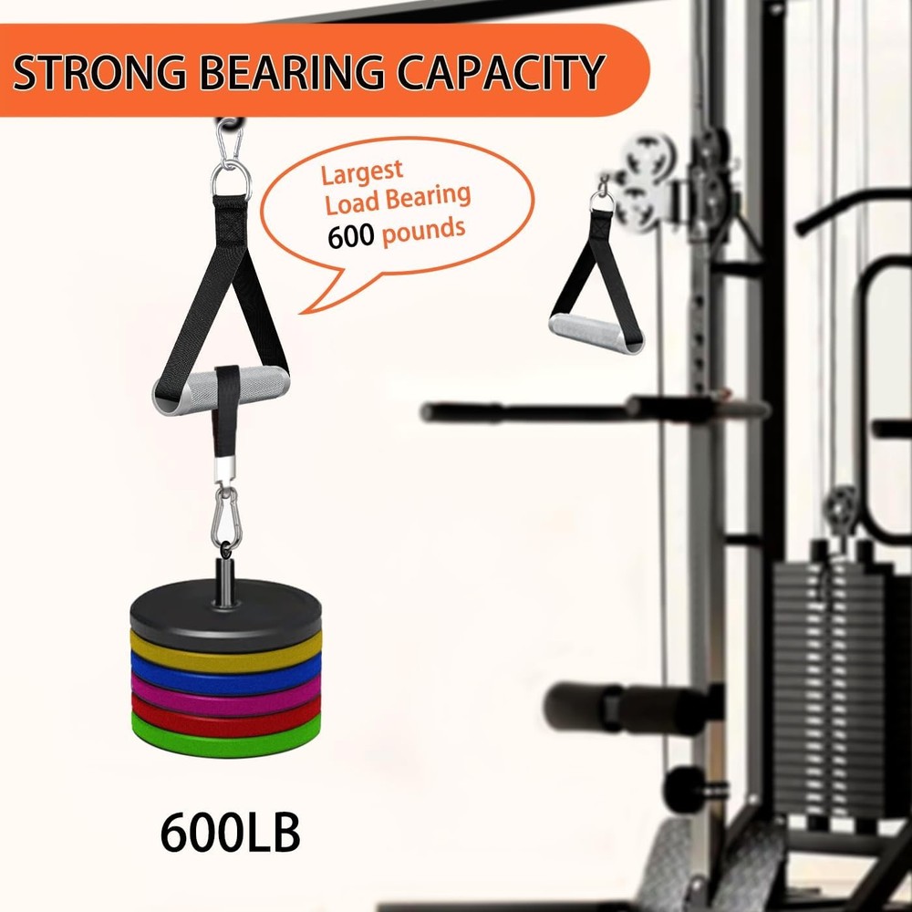 2Pack Upgraded Heavy Duty Exercise Handles for Cable Machine, Silver Black