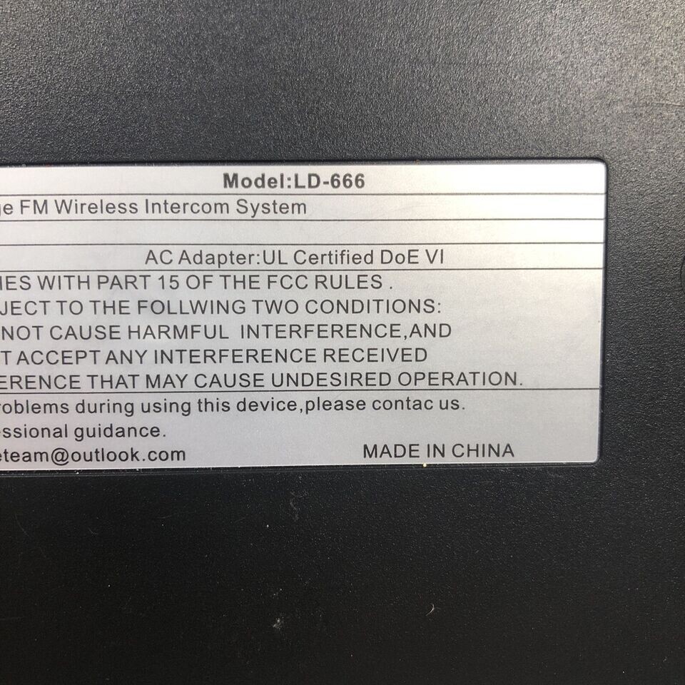 Qniglo Wireless Intercom System Model LD-666 (Main Unit ONLY)