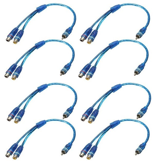8 Absolute ABC-2F1M BLUE Y-Adapter 2F-1M RCA Interconnect Audio Cable