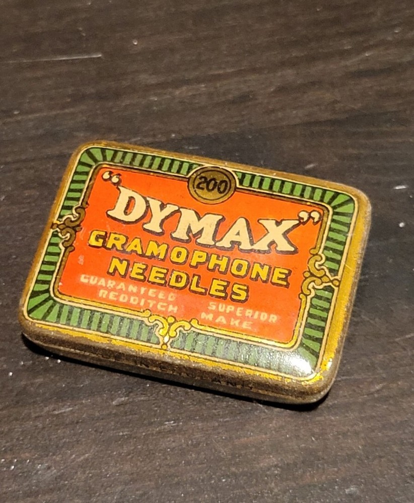 Vintage Gramophone phonograph needle tin Dymax British Redditch empty