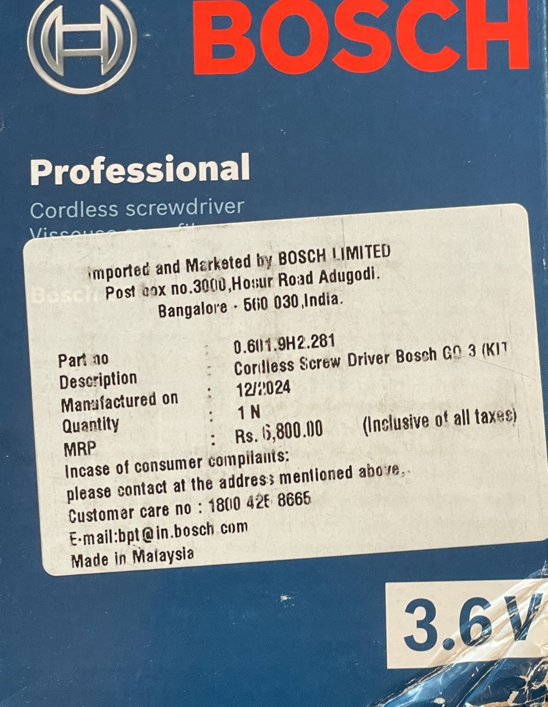 Bosch Professional Cordless Screw Driver Bosch GO 3 (incl. 8pcs bit Set, bit