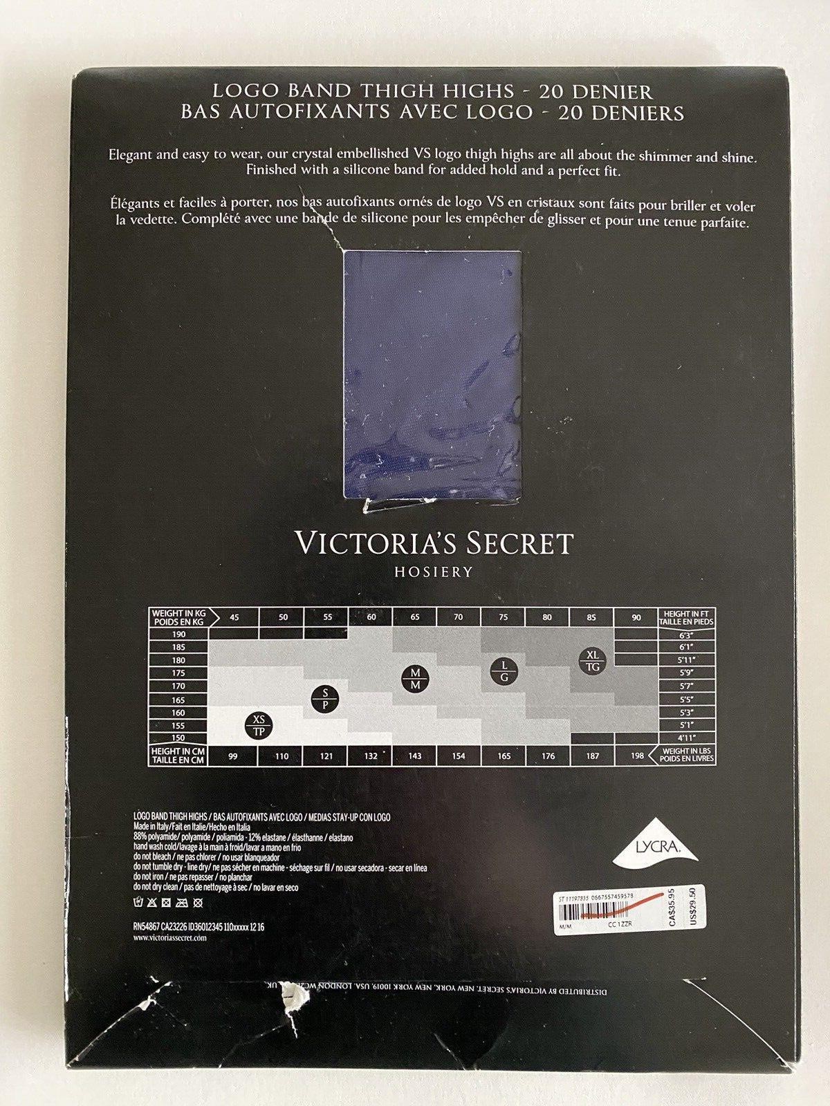 Victoria's Secret VERY SEXY Crystal Stockings Thigh Highs Noir Navy VS Medium