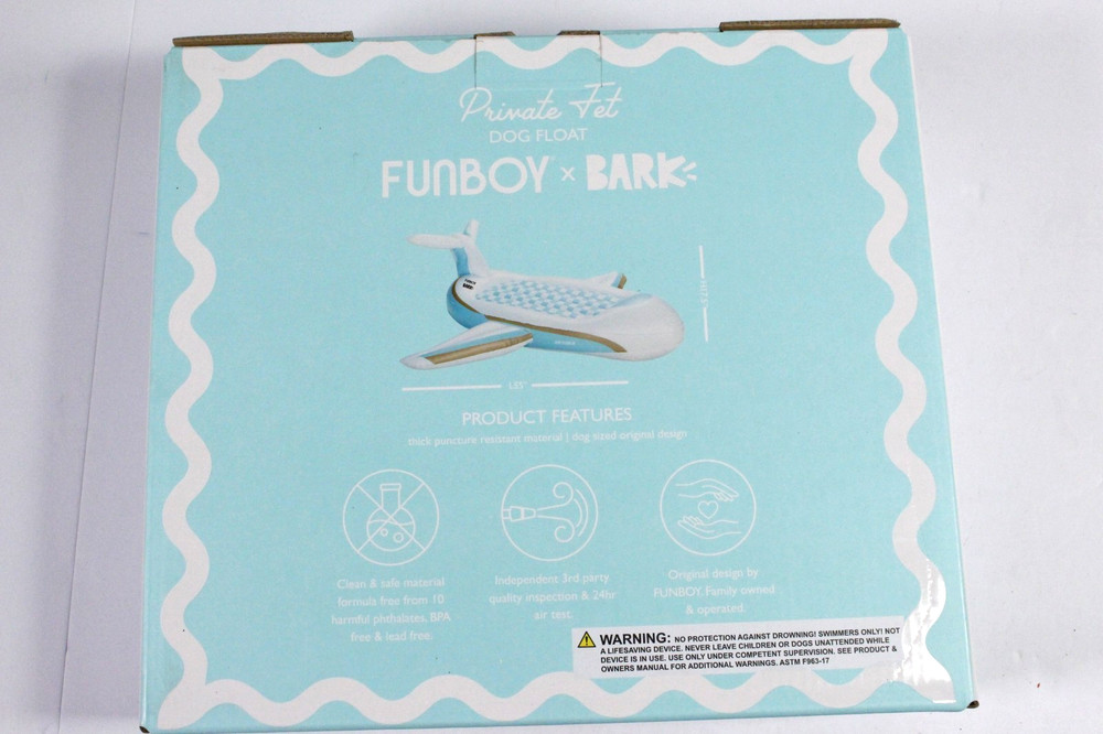 Funboy x Bark Private Jet Dog Float Pool Float 55"x17.5" NIB