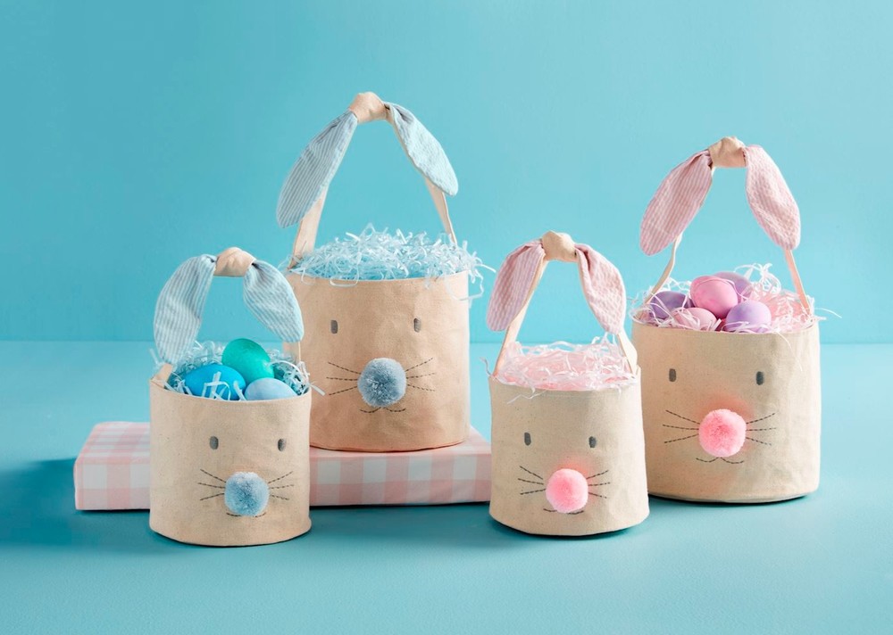 Mud Pie - Blue Bunny Face Easter Basket - Small